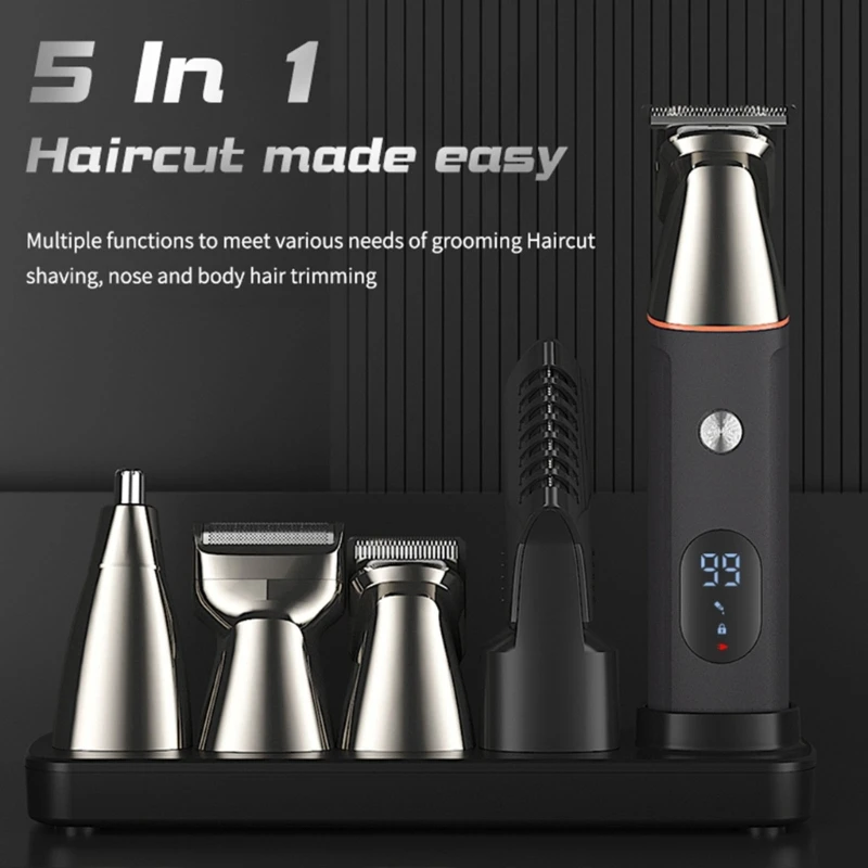 

5 in 1 Electric Shavers Beard Trimmer Electric Hair Clippers Cordless Electric for Razor Wet & Dry Grooming Kit for New Dropship