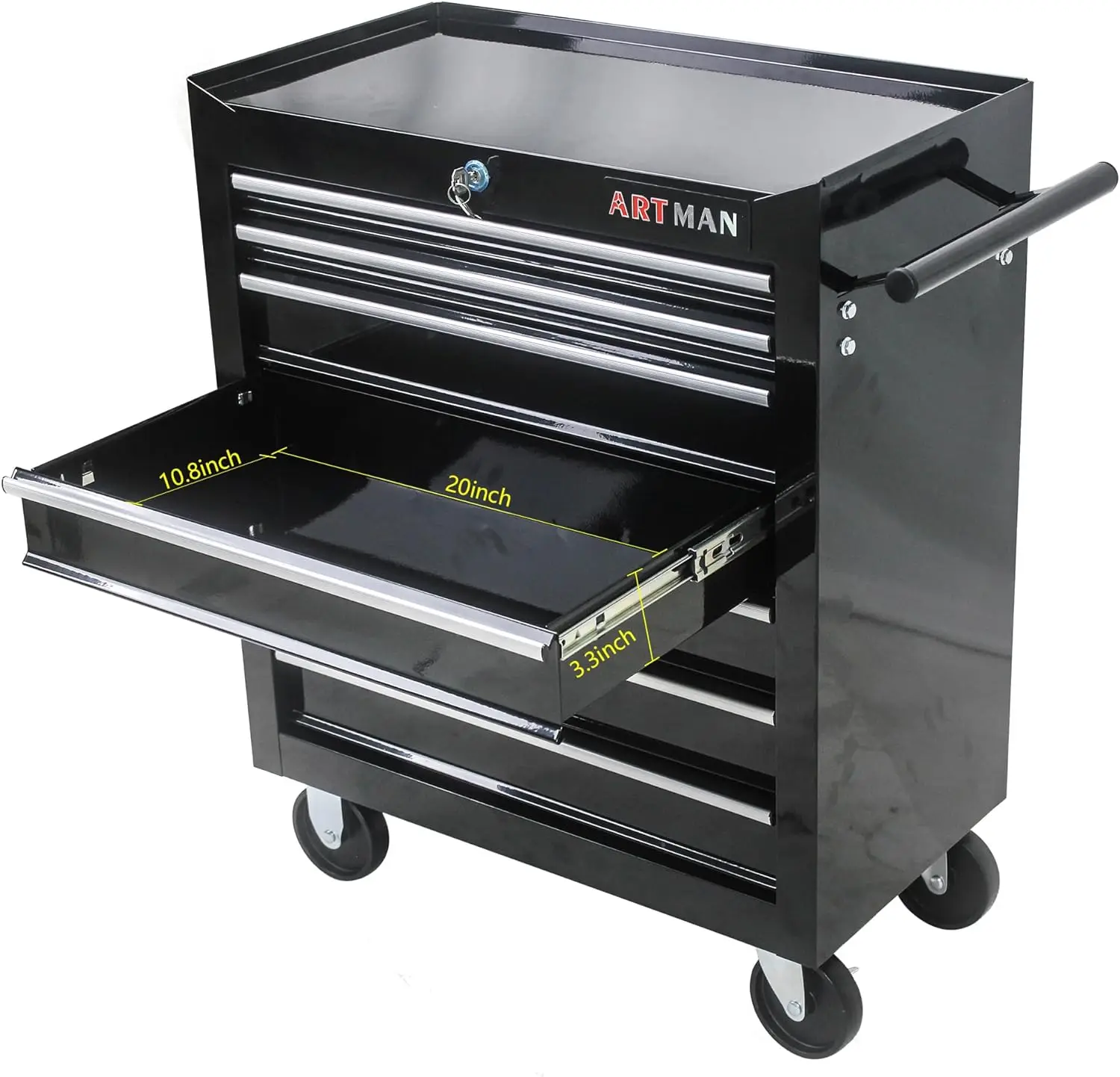 7-Drawer Rolling Tool Box, Tool Chest with Wheels and Locking System,High Capacity Tool Storage Cabinet Organizer (Black) 5