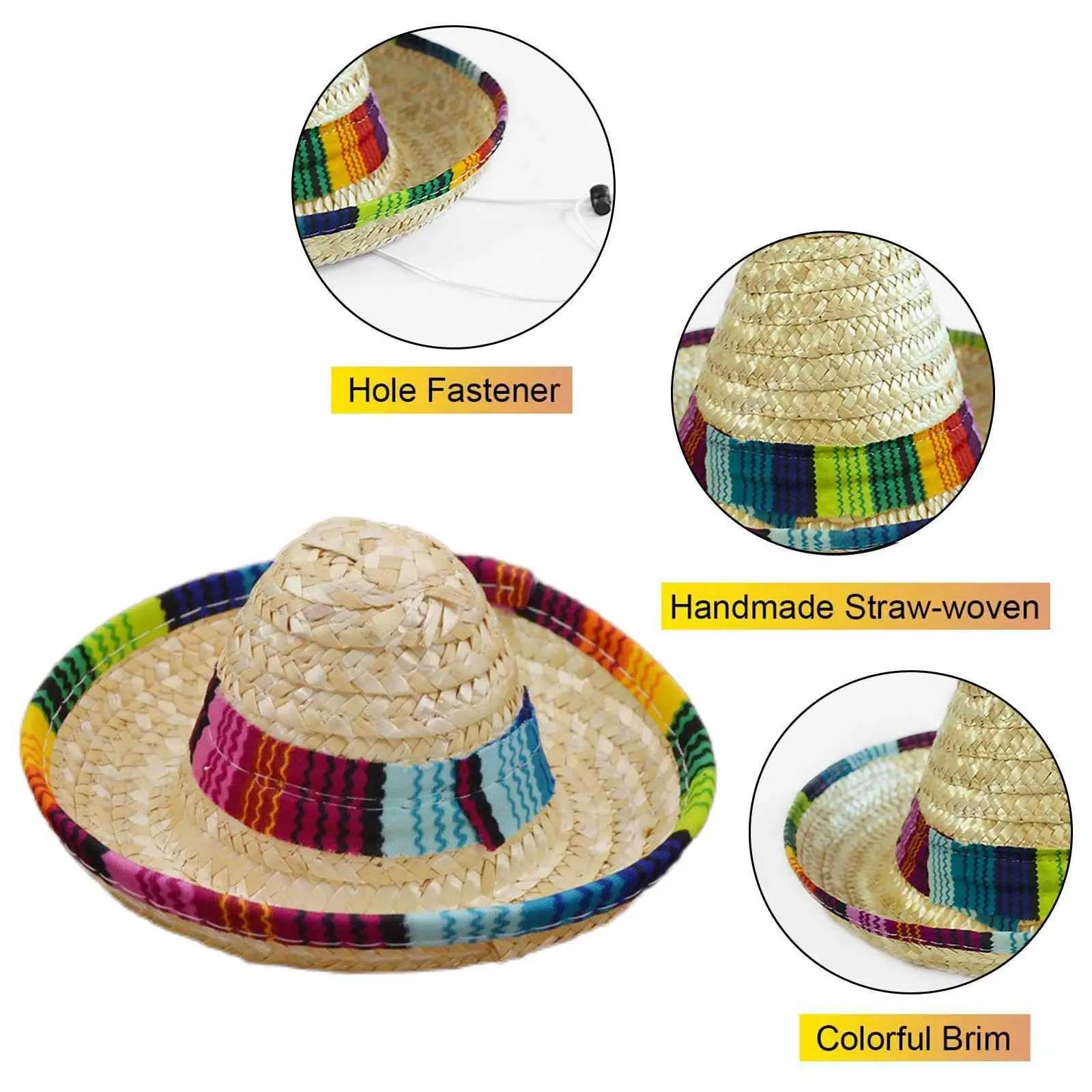 

1PC Mini Pet Dogs Mexican Straw Hat Sombrero Cat Sun Accessories Colorful Hawaii Hat Hats Pet Dog Dogs Party Costume Beach E5H1