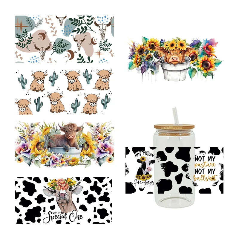 Cow Leopard UV DTF Transfer Sticker for Wraps Cup DIY Waterproof Decals High Temperature Resistance D6262 heat transfer vinyl,adhesive vinyl stickers
