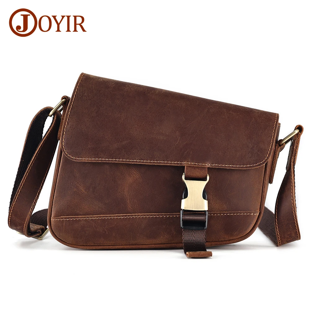 

JOYIR Genuine Leather Men Shoulder Bag for 9.7" iPad Fashion Men's Crossbody Bags Casual Travel Small Messenger Bag Handbag