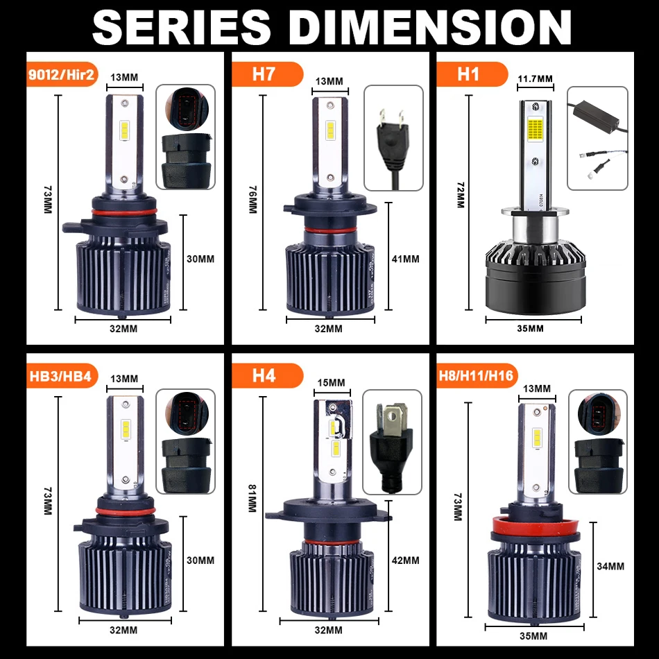 OSRAM Classic 2.0 H4 Led Car Headlight Bulbs H7 H1 LED Low Beam H8 H11 HB3 HB4 9005 9006 9012 LED Fog Light Lamp 6000K Mini Size