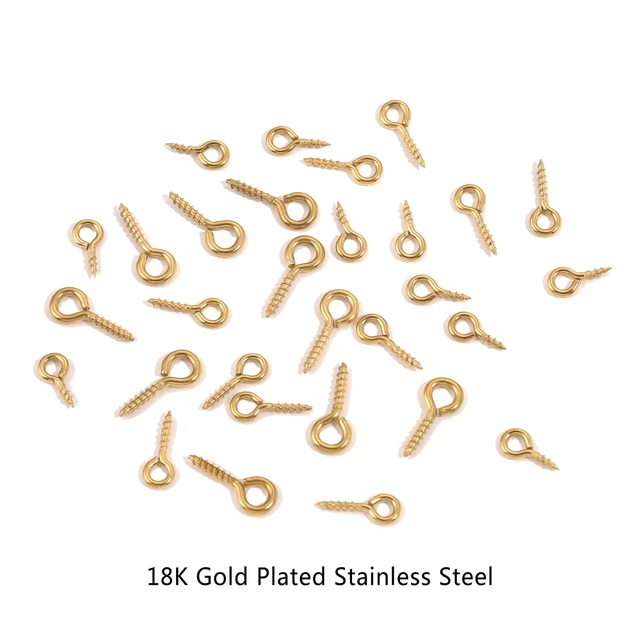 300Pcs Gold Stainless Steel Eye Pins Screw Hooks Eyepins for