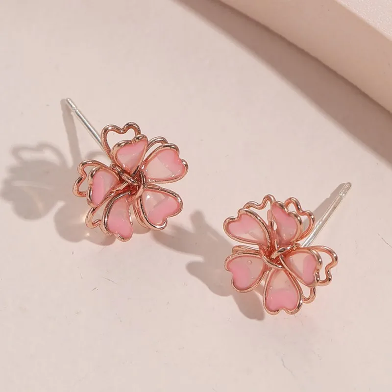 Delicate 3D Cherry Blossom Stud Earrings for Women Elegant & Cute Pink Floral Design Earrings Party Jewelry Gifts
