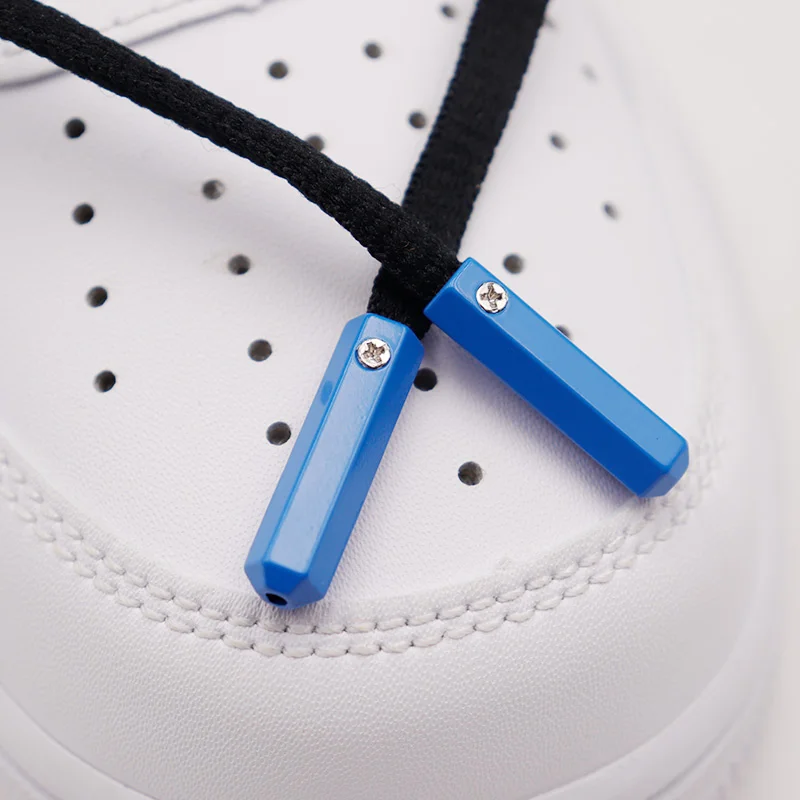 Weiou Metal Aglets 20pcs Wholesale 24.5*6.8mm Bright Blue String Heads Air Sneaker Rope Decorations Six Prism Athletic Lace Tips