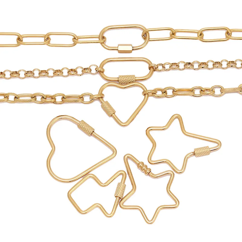 2/4 Stücke Edelstahl Gold Oval Herz Schraube Verschluss Verbinder DIY Halskette Armband Schlüsselanhänger Schmuck Machen Liefert – Detail 4