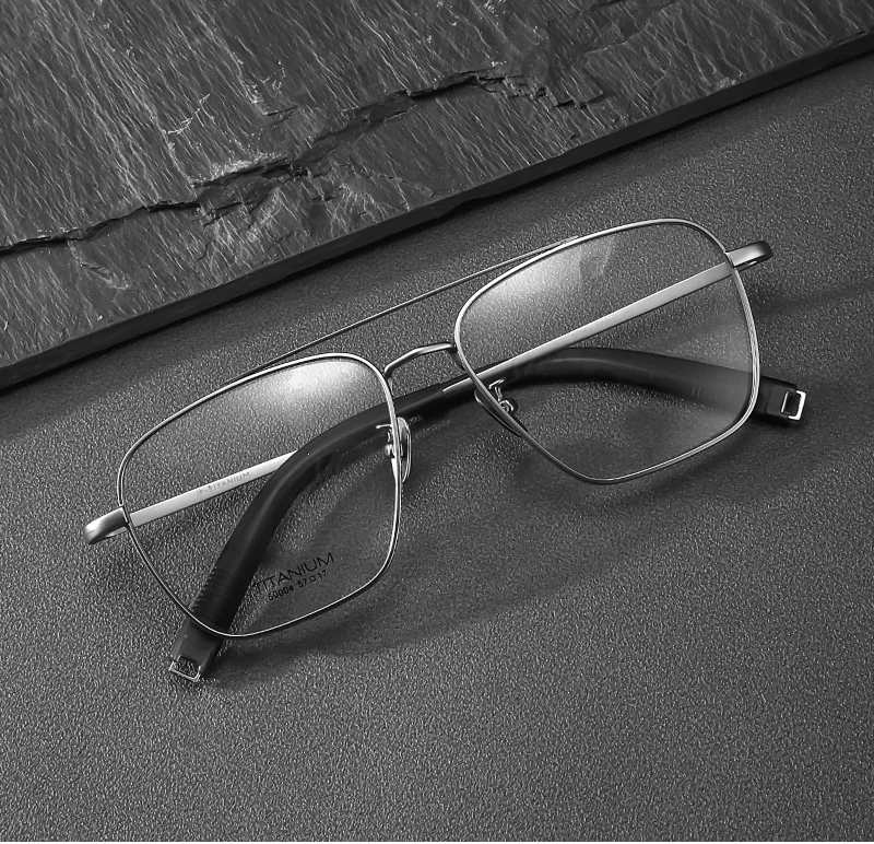 American Design Replica Pure Titanium Double Bridge Glasses Retro Lightweight Large Frame Men 150mm Width Big Face Eyeglasses – Detail 2