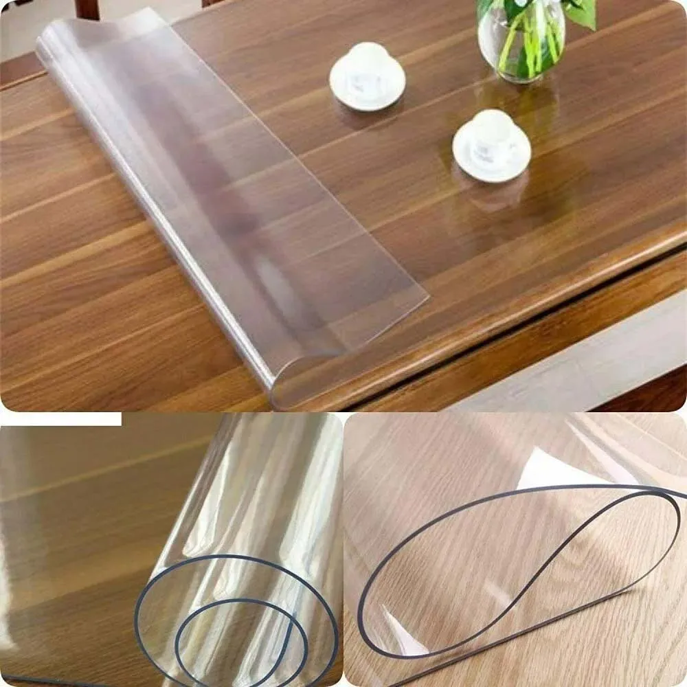 PVC Tablecloth Transparent Table Cloth 2mm Waterproof Kitchen Oil-Proof Table Mat Plastic Soft Glass Protector Cover: 3 - 5 Days Free Delivery Only UK