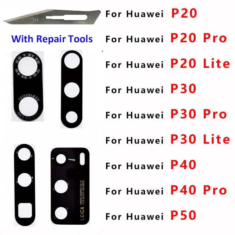 

For HUAWEI P20 P30 P40 Pro Lite P50 5G P20pro P30pro P40pro Rear Back Camera Glass Lens Cover with Adhesive Sticker