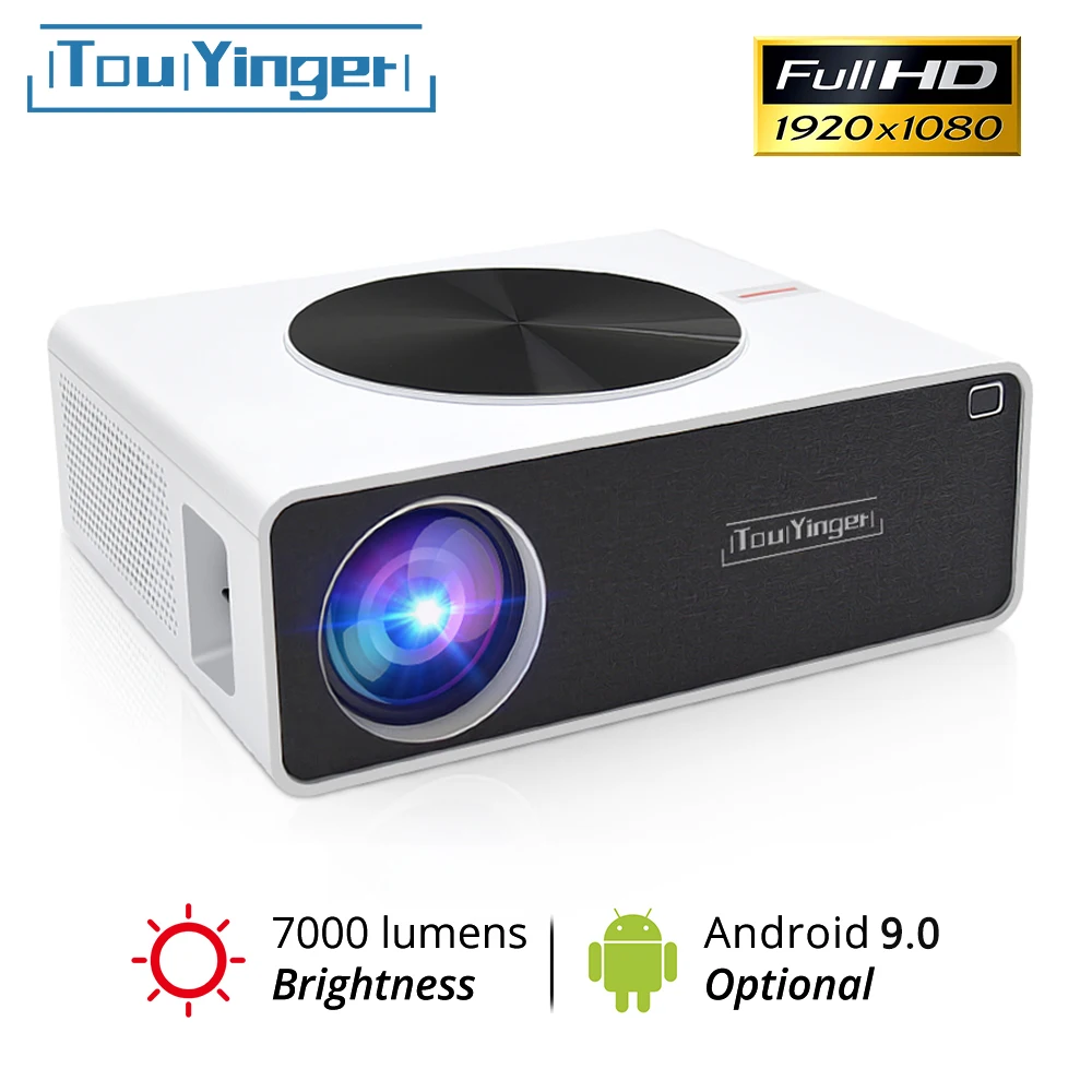 

Светодиодный проектор TouYinger Q9 Full HD для дома, 7000 люмен (Android 10.0 Wifi Bluetooth опционально проекторы) ЖК-проектор для фильмов, домашний кинотеатр с видео 1080P проэктор