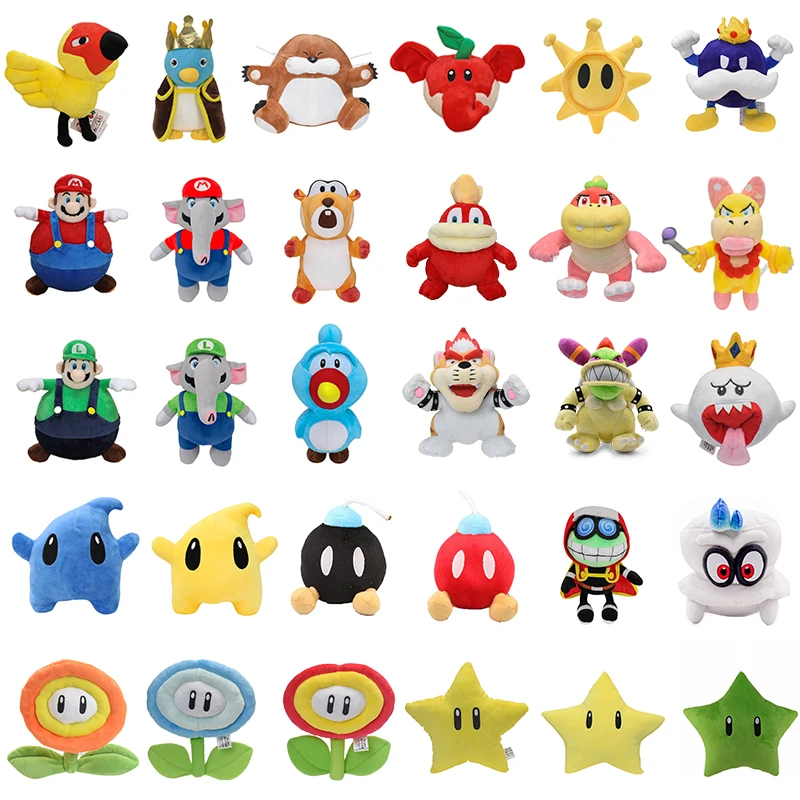 Palloncino Elefante Mario Luigi Peluche Bambole King Bob-Omb Boo Monty Mole Wendy Bowser Super Star Anime Peluche Regali Di Natale