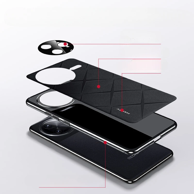 Luxury Leather Phone Case with Plating Camera Lens Protection