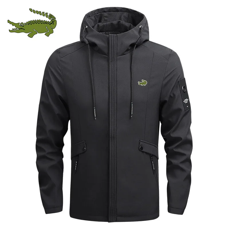 

High Quality Men's Business Casua Embroidery Jacket, Outerwear, Outdoor Sports Stand Collar Hooded Zipper Jacket, Trench Coat