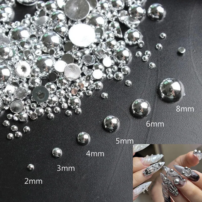 

300Pcs AB Multi-Color Nails Charms Flat Imitation Pearl Nail Art Decoration Diamond DIY Nail Pearls By Craft Making Accessories