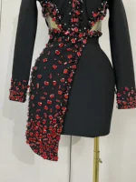 Women Celebrity Sexy Long Sleeve V Neck Rhinestone Black Bandage Dress 2025 Elegant Evening Club Luxury Birthday Party Dresses - Image 6