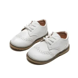 Children Leather Shoes Fashion Solid Color Spring Flat Girls Sneakers Kids Shoes for Girl Baby Single Shoes white black brown