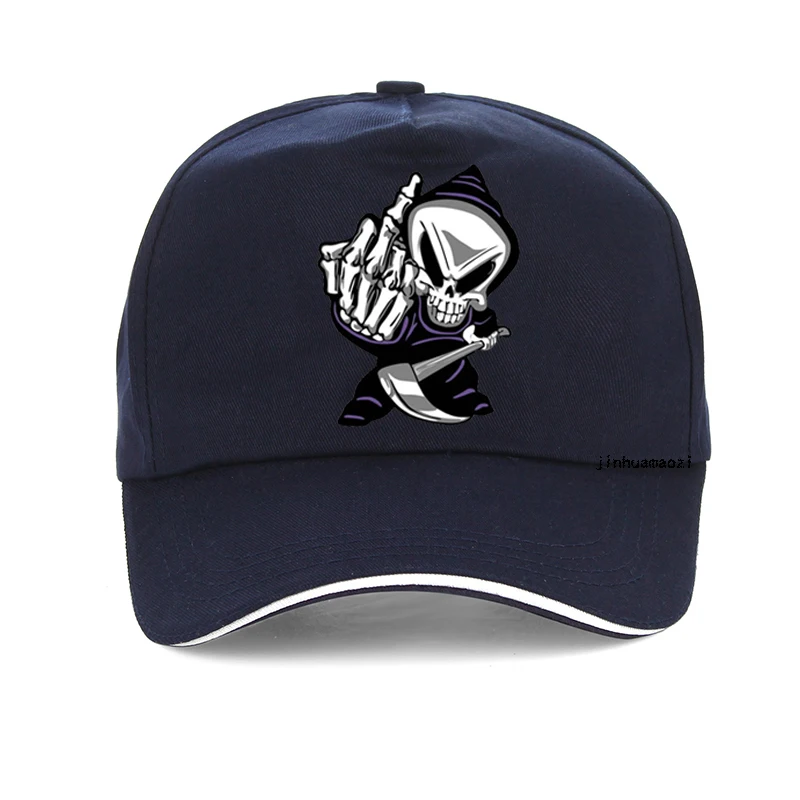 Summer Skull Middle Finger harajuku Print Baseball Cap ladies Summer visor hat Casual Streetwear Reaper middle finger Dad hats 4
