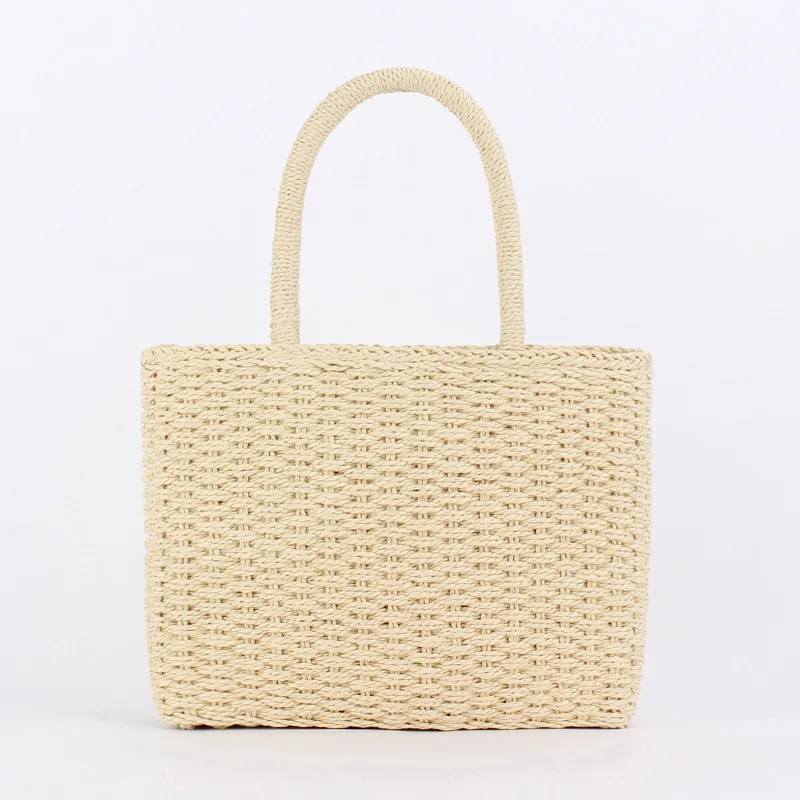 Top Handle Handbags Totes Square Weaving Ladies Straw Bag Summer Vacation Casual Clutch Bags Straw Bags Tote Summer Beach Large