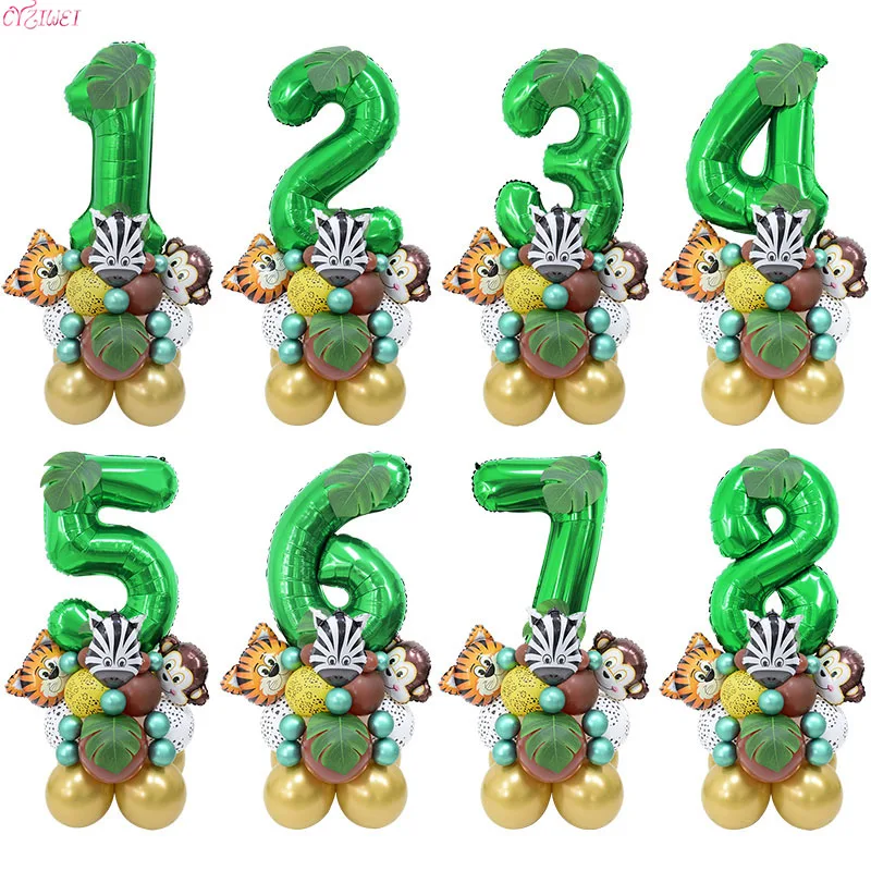 

Jungle Safari Party Balloons Set Green Digital Balloon Animal Forest Party Decor Kids Baby Shower Wild one Birthday Party Decor