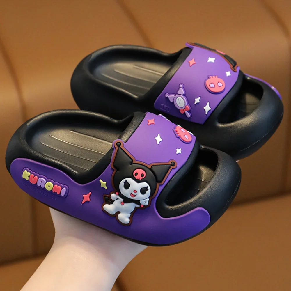 

Kawaii Sanrio Kuromi Summer Slippers Hello Kitty Anime Children Soft Sole Eva Indoor Slides Sandals Bathroom Non-Slip Flip Flops