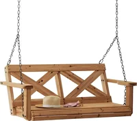 Durable Cedar Farmhouse Outdoor Porch Swing with Chain, Water Resistant, Two Person Seating, 600 Lb Weight Capacity 1