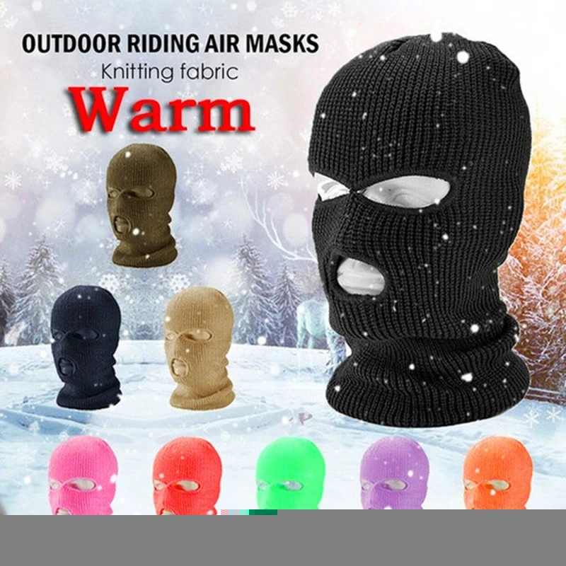 New Fashion 3-Hole Knitted Full Face Cover Ski Mask, Winter Balaclava Warm Knit Full Face Mask For Outdoor Sports