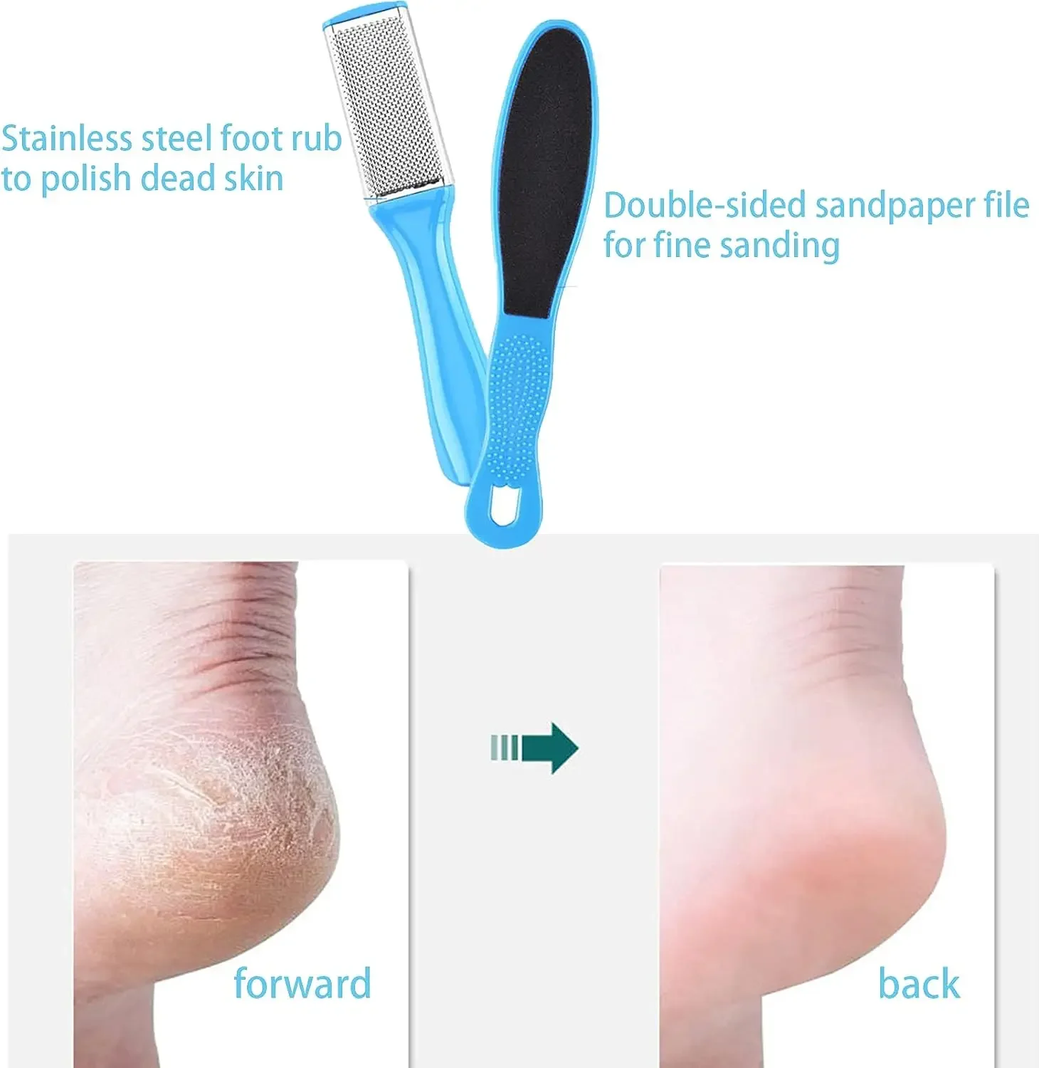 Foot File 8 Piece Set For Exfoliating Heel