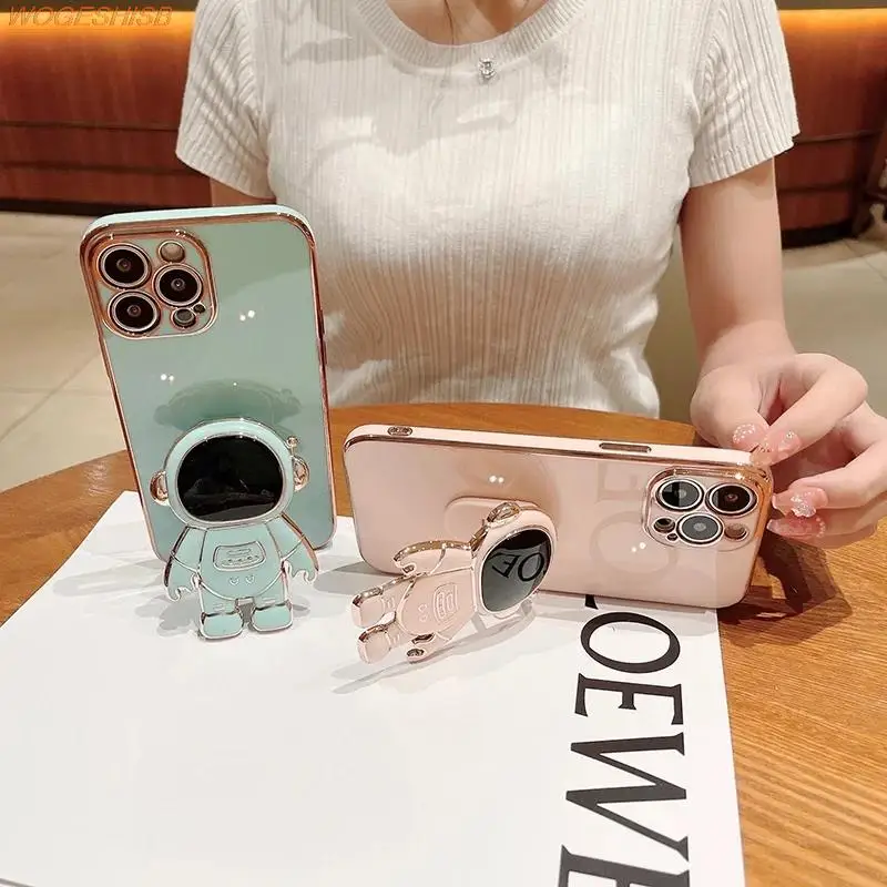 Astronaut Ring Holder Plated Phone Case Cover