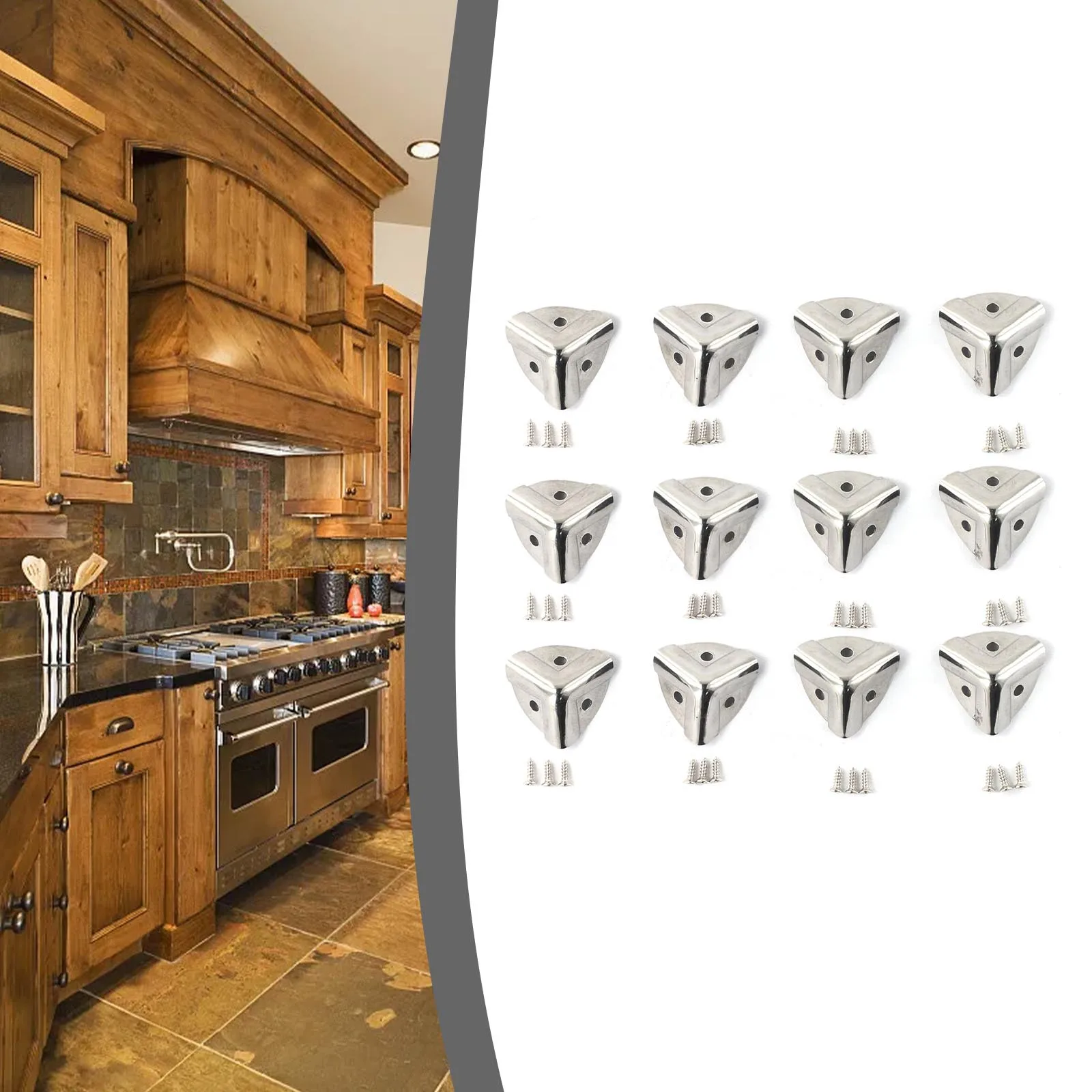 Description Picture 3 of item4/8/12 PCS Antique Style Metal Box Corner Iron Protection Case Edge Guard Corner Cover Chrome Furniture Hardware Corner Brackets