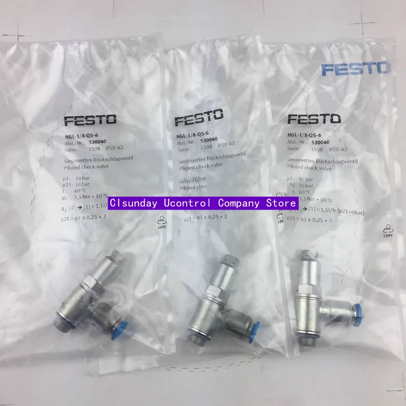 

Новый оригинальный однонаправленный вентиль FESTO HGL-1/2-B HGL-1/8-QS-6