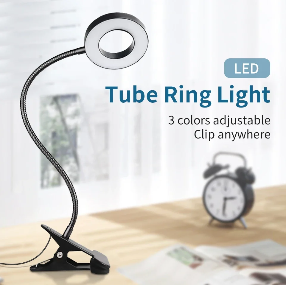 Description Picture 2 of itemDimmable Led Book Light Desk Table Lamp USB DC 5V Flexible Hose with Chatter Adjustable for Reading Bedroom Office Photo PC Live