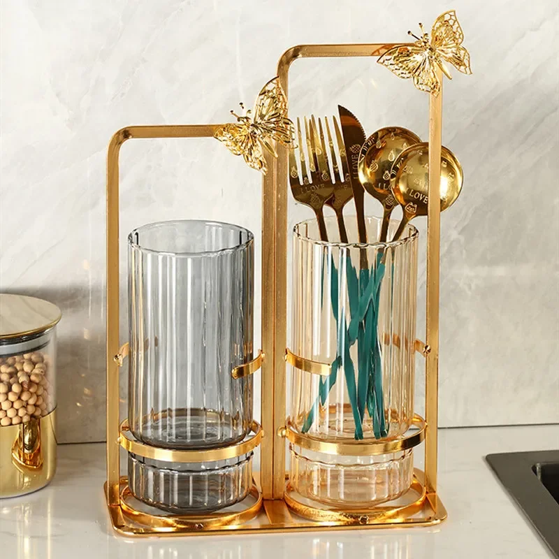 Description Picture 6 of itemGlass Chopstick Holder Ceramic Drain Rack Chopsticks Bracket Shelf Cage Home Kitchen Organizer Tableware Storage