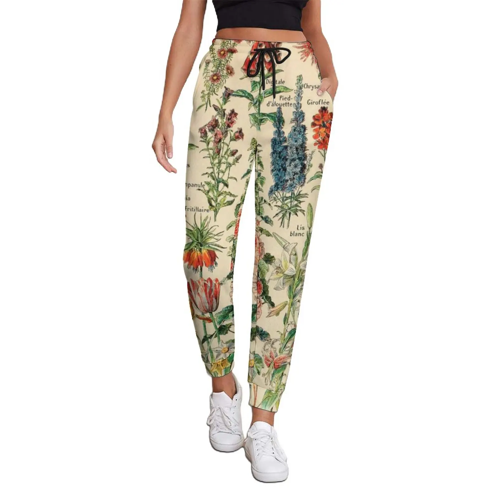 

Retro Floral Print Pants Vintage Flowers Casual Oversize Joggers Spring Womens Graphic Hippie Trousers