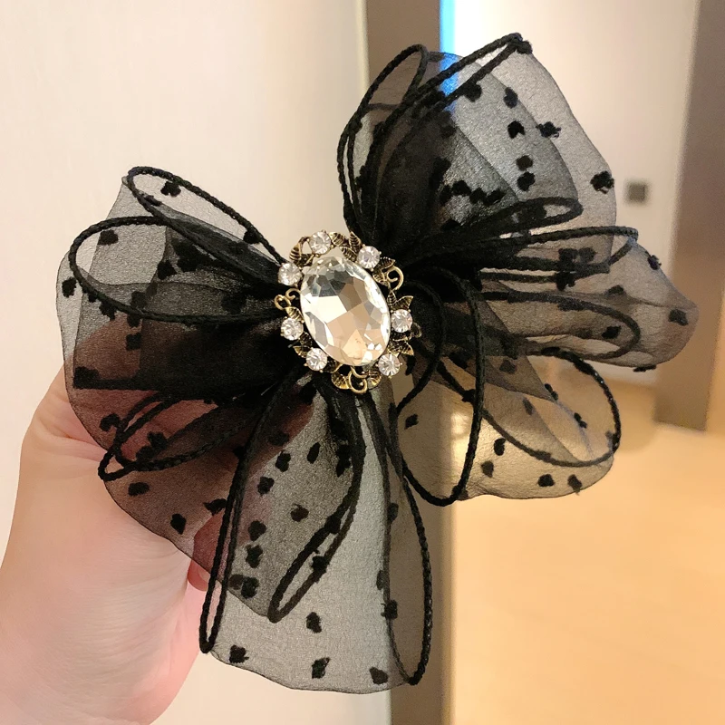 

Korean Style Women Black Grey Butterfly Rhinestone Crystal Sweet Hair Clip , Woman Fashion Headwear , Barrettes
