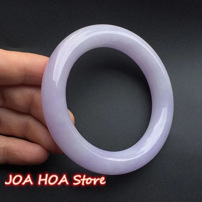 Natural Old Pit Jadeite Round Bar Bangle Jade Class A Ice Glutinous Kind Violet Bracelet Fine Handring Jewelry