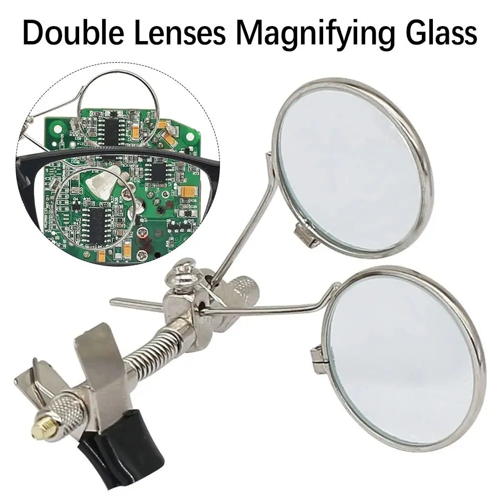 10X Double Stainless Steel Clip Lenses Magnifying Glass Magnifier Rotatable MINI Magnifier Diameter 25mm Monocular Magnifier
