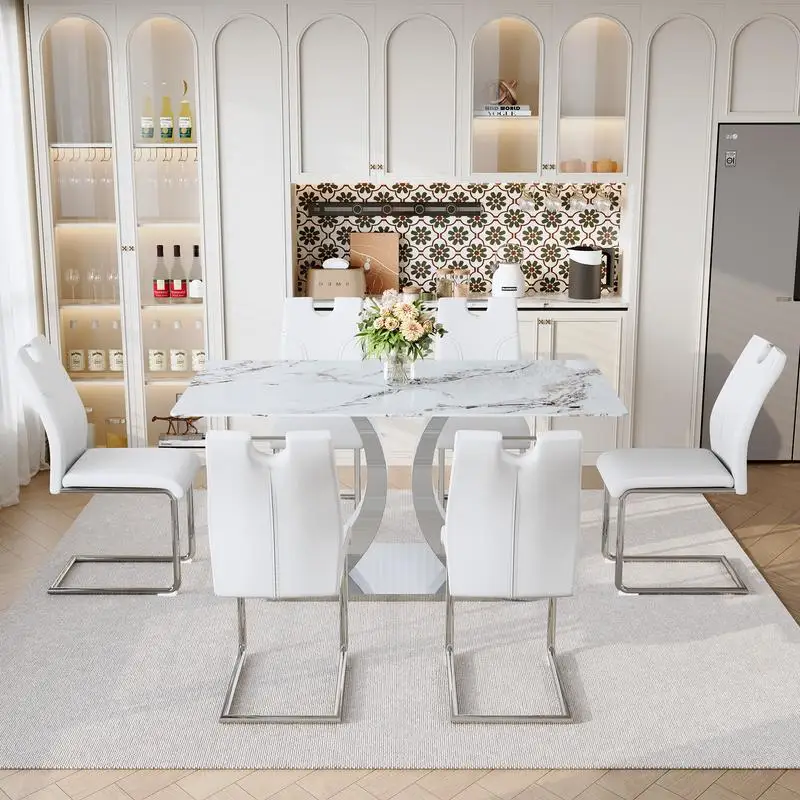 Glass Dining Table Chair Set 1