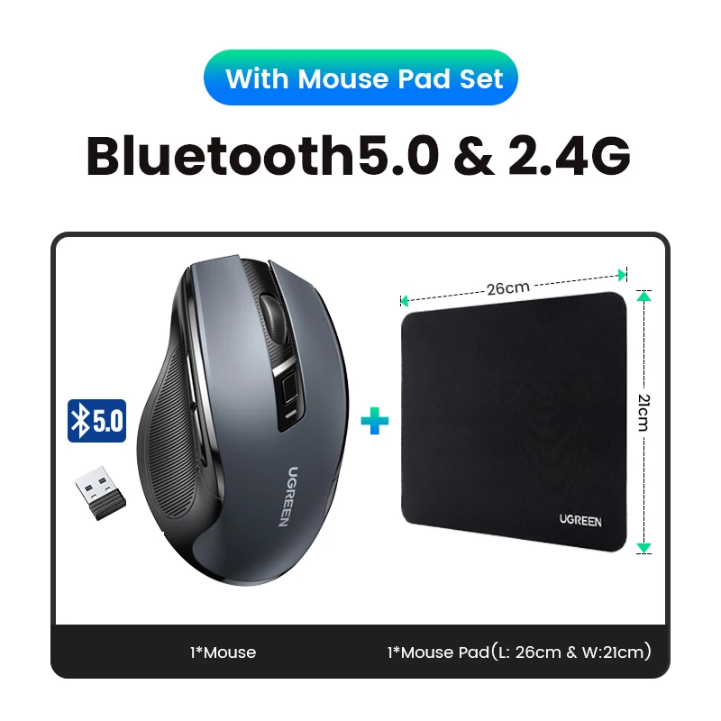 TECKNET Souris Bluetooth sans Fil, Wireless Mouse 3200 DPI avec 6