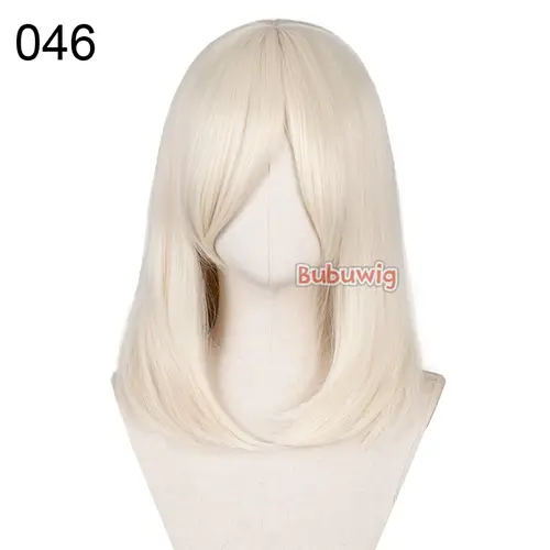 Bubuwig Synthetic Hair Over 100 Colors Fashion Classic 40cm Long Straight Anime Cosplay Wigs Pure Color Black Wig Heat Resistant - Image 7