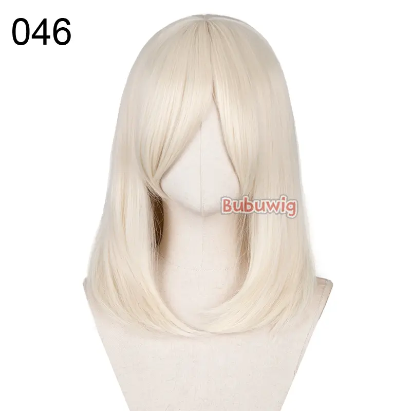 Bubuwig Synthetic Hair Over 100 Colors Fashion Classic 40cm Long Straight Anime Cosplay Wigs Pure Color Black Wig Heat Resistant - Image 7