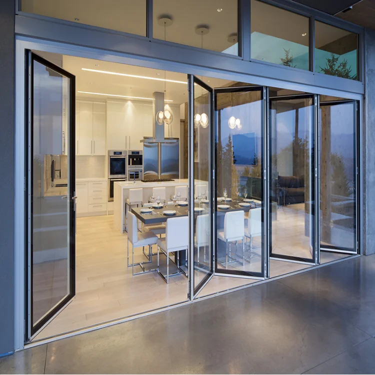 DN Bifold Door Home Interior Accordion Doors Double-glazed Glass Sliding Folding Door Thermal Insulation Aluminum Profile