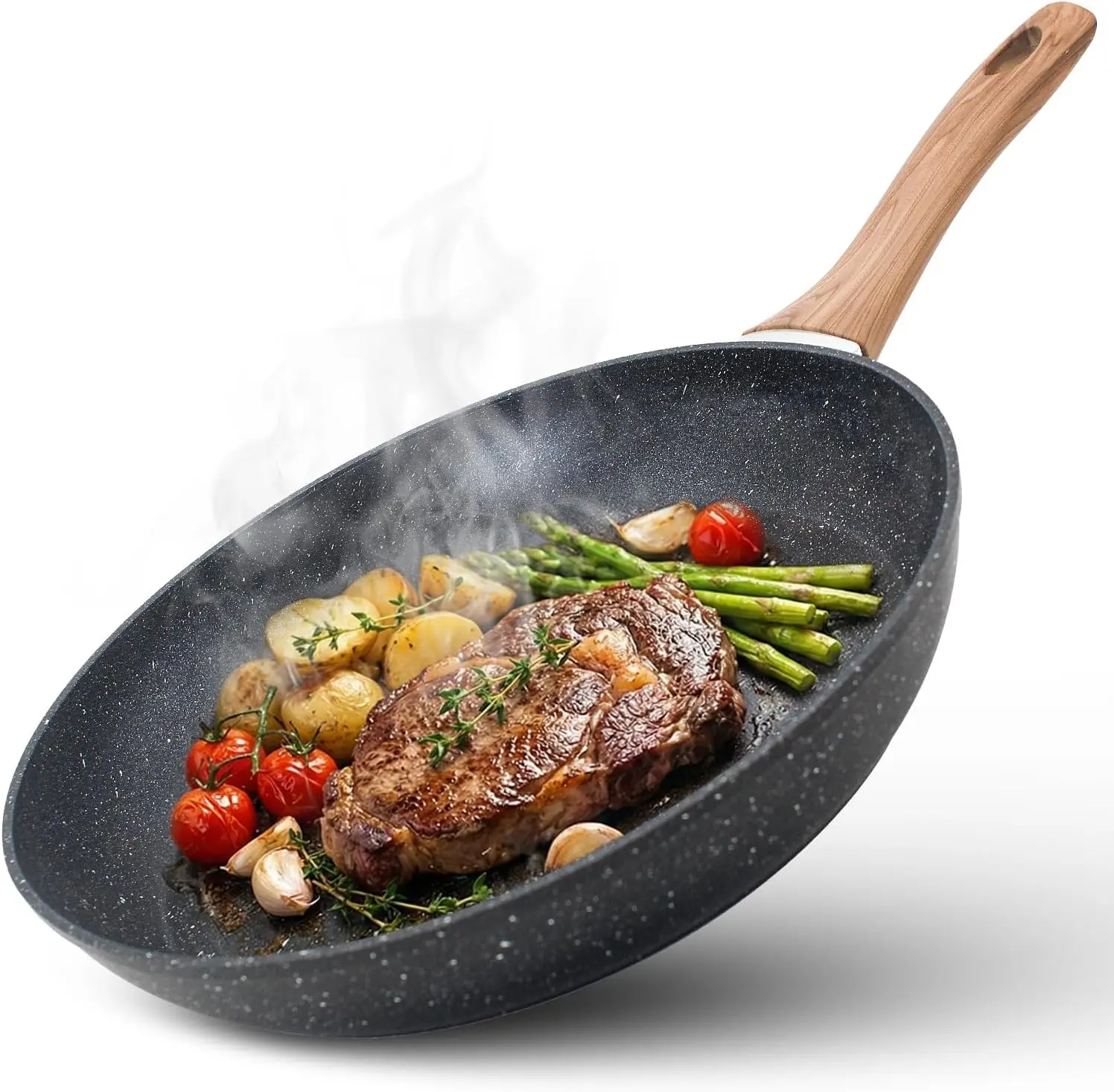 Non-Stick German Stone Frying Pan, Pfoa-Free, Fast and Even Heating, Ideal for Gas