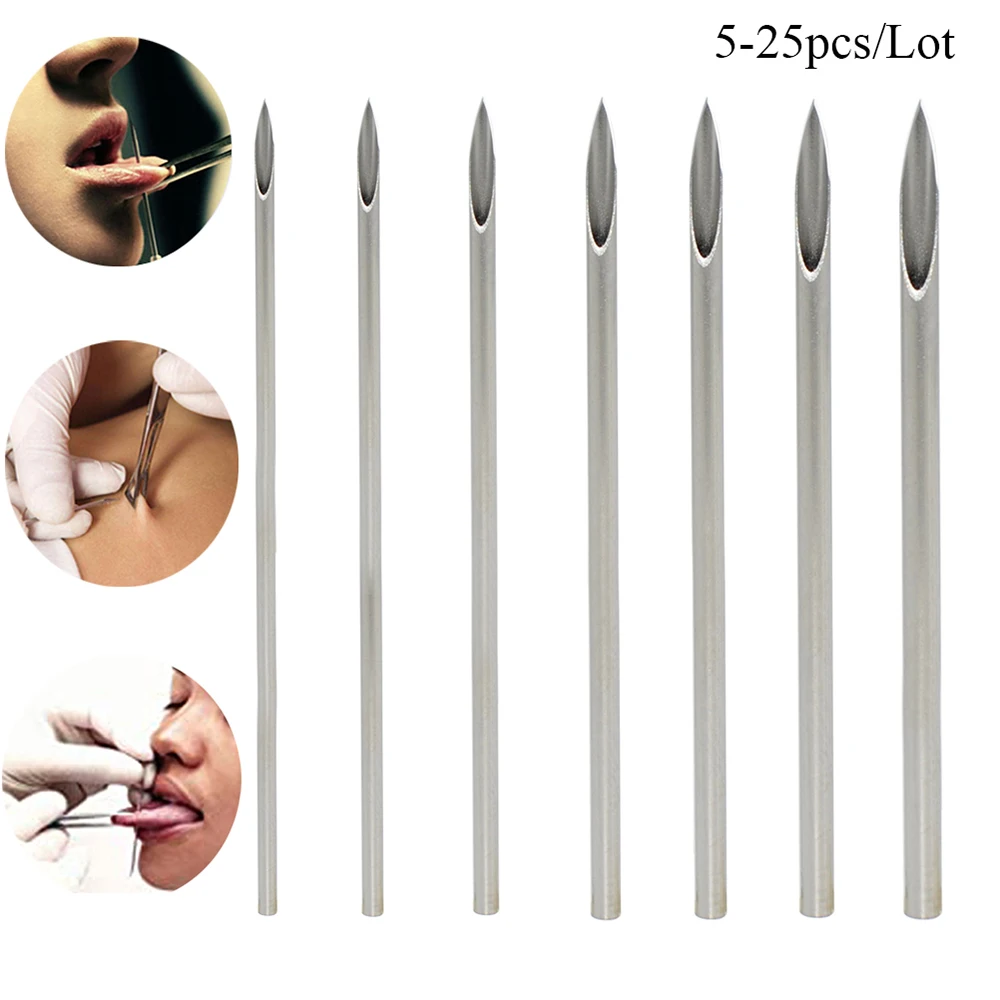 5PCs Piercing Needle for Navel Sterilised Tattoo Piercings Needles ToolA-u