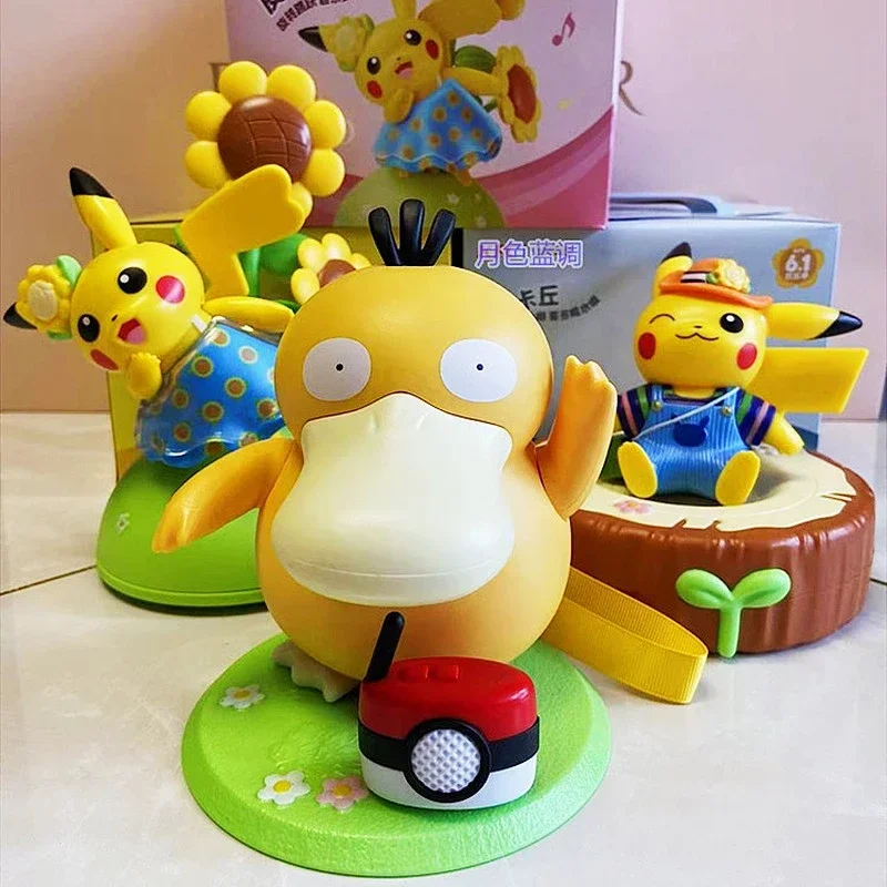 Танцующие качели Pokemon Psyduck, звучащая игрушка «сделай сам», портативный чемодан, музыкальная шкатулка, аниме экшн-фигурка, детские игрушки, подарок на день рождения