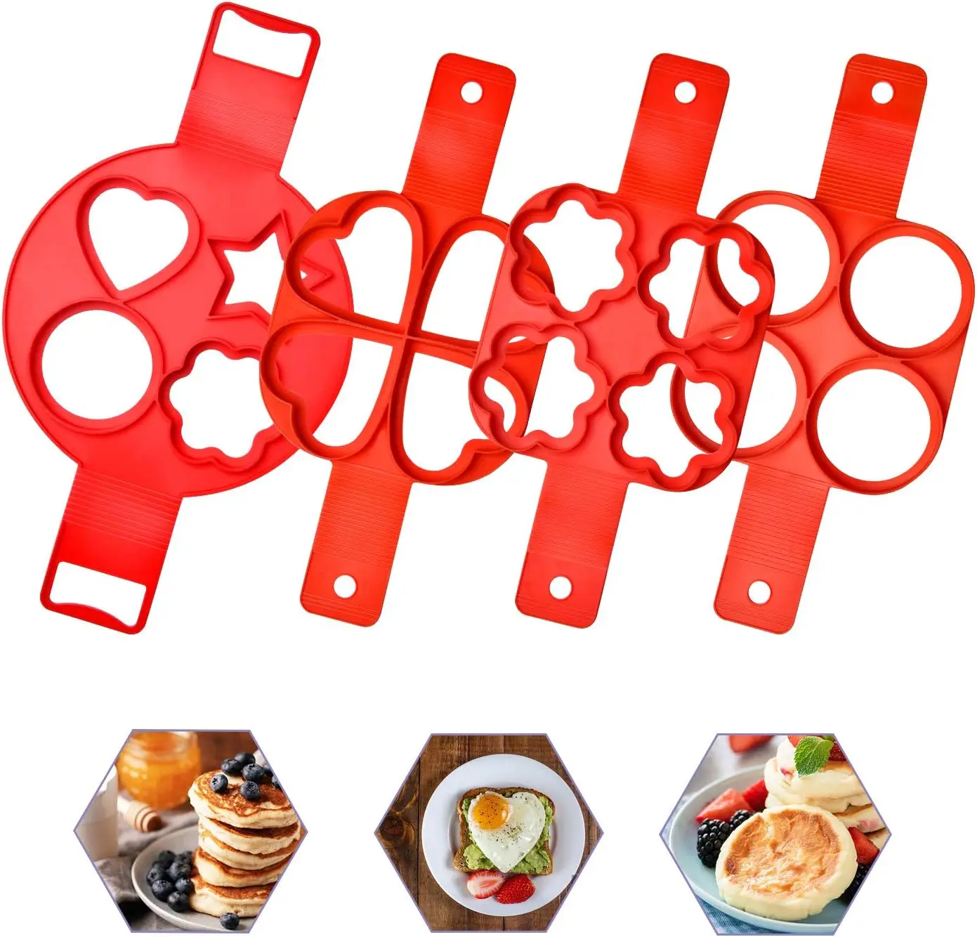 Kitchen Pancake Maker Mold Egg Cooker Fried Egg Shaper Omelet Silicone Nonstick Pancake Ring 4/7 Cavity Moulds for Cooking