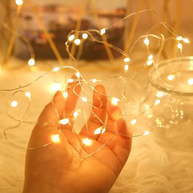 LED string lights 1M/5M/10M/100 LED Starry String Fairy Light USB Lights Fairy Micro LED Transparent Wire for Party Christmas Wedding 6 Colors led fairy lights string lights decorative lights