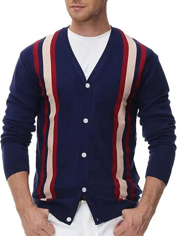 

Autumn Men's V-neck Long Sleeved Knitted Sweater