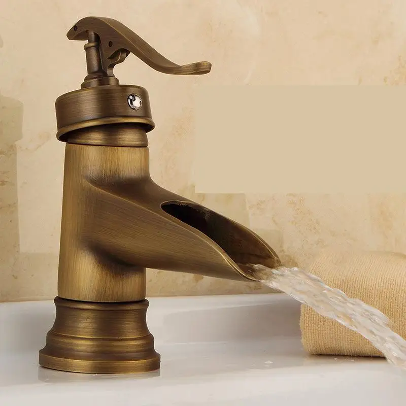 

European Antique Faucet Retro Single Hole Bronze Upper Basin Faucet Copper Cold And Hot Faucet