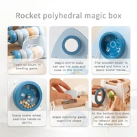 Wooden Montessori Rocket Toy  Rocket Block Docking Toy  Toy Matching Box  Baby Shape Recognition Toy Exquisite Wooden Toy Gift 2
