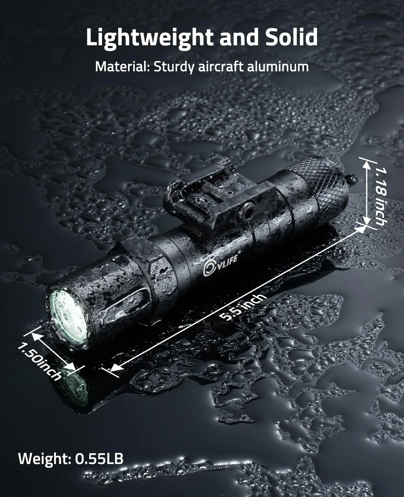 MidTen 2000 Lumens Tactical Flashlight Picatinny Rail Strobe Modes Rechargeable Light Pressure Remote Switch